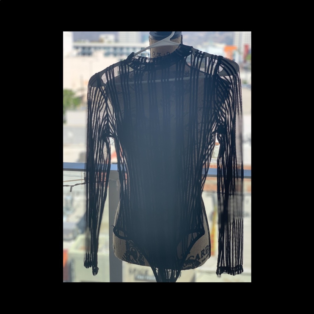 Black pin striped body shirt sexy